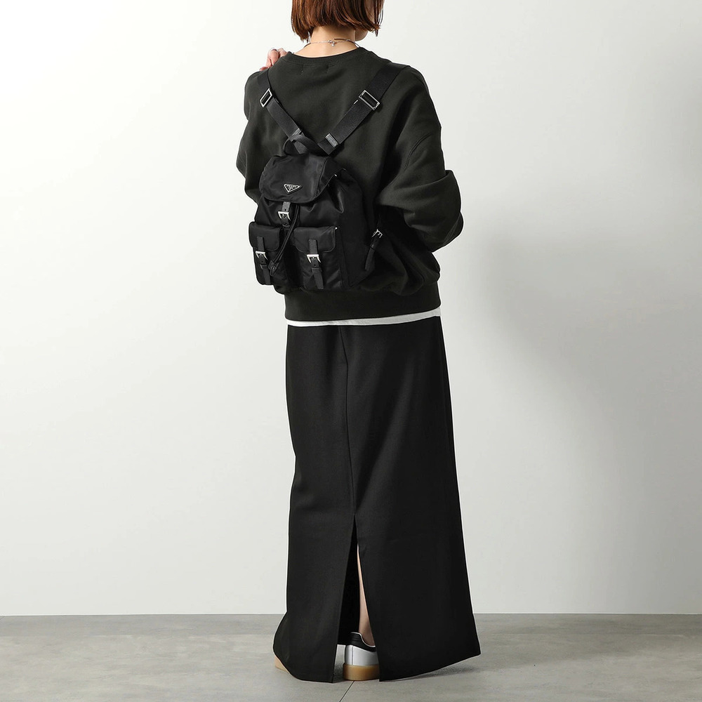 Prada Backpack Re Day Bag Triangle Metal Nero Black